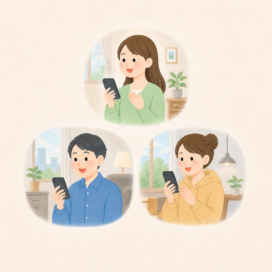 離れて暮らす家族へこえが届く様子