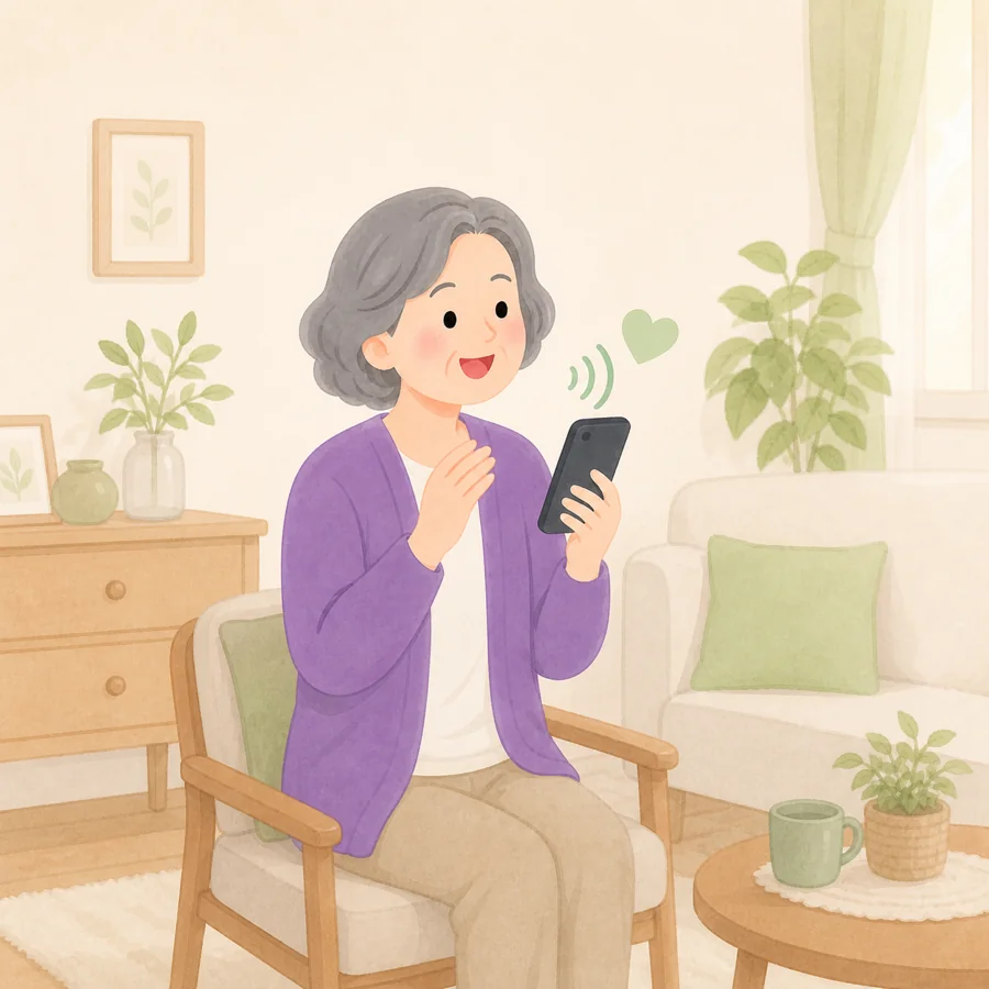 元気な様子をこえで知らせる家族